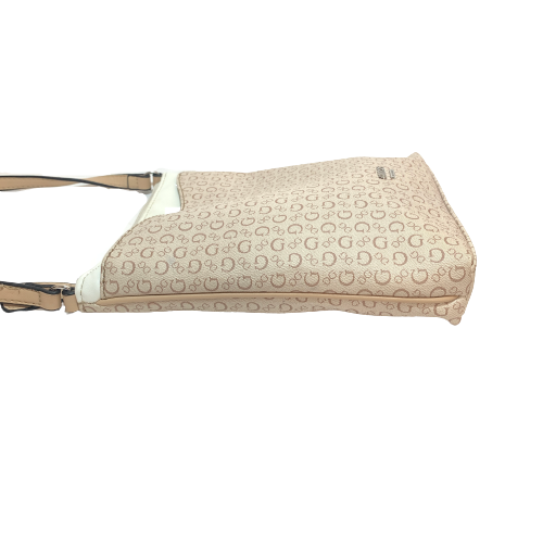 Guess Beige Rectangular Monogram Crossbody Bag | Gently Used |