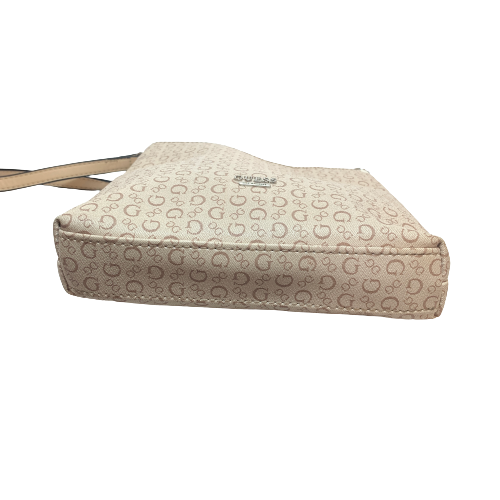 Guess Beige Rectangular Monogram Crossbody Bag | Gently Used |
