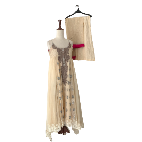 Sanya Muneer Embroidered Beige Outfit (3 Piece)