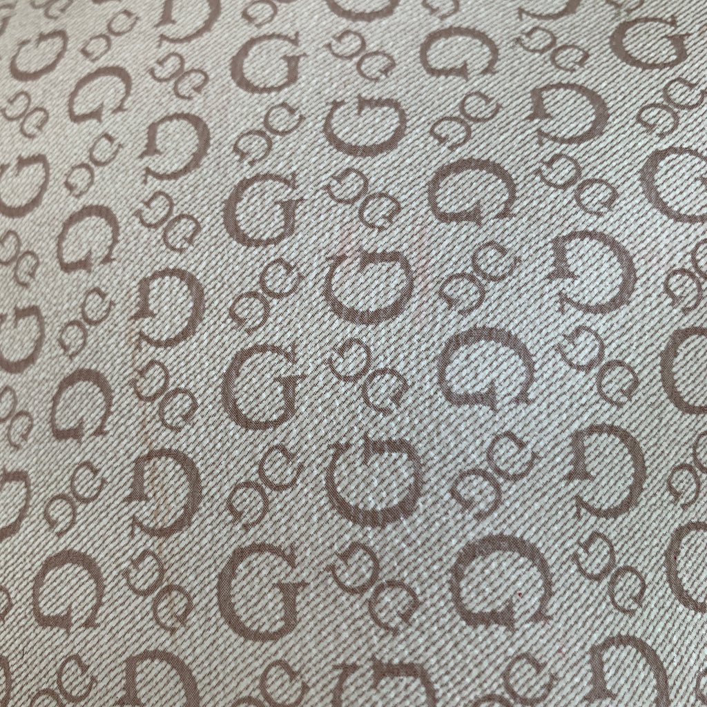 Guess Beige Rectangular Monogram Crossbody Bag | Gently Used |
