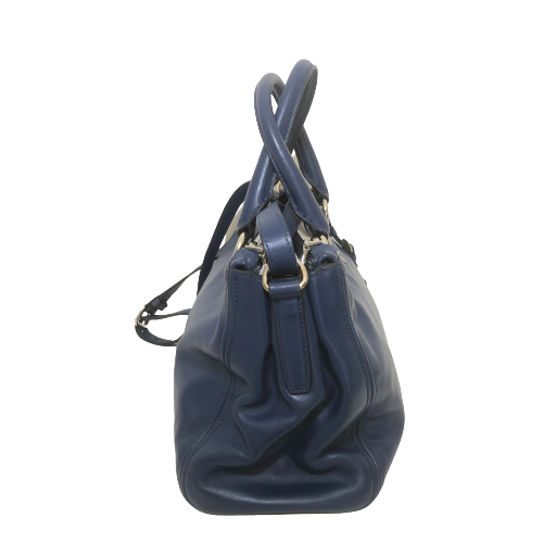 Prada Blue Soft Leather Double Zip Satchel | Gently Used |
