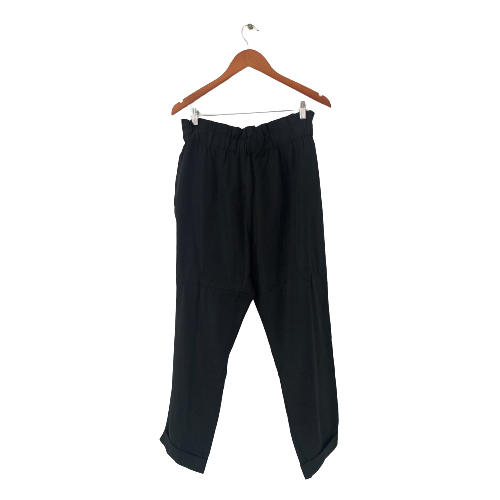 Mango Black Ruffle Cuffed Pants | Brand New |