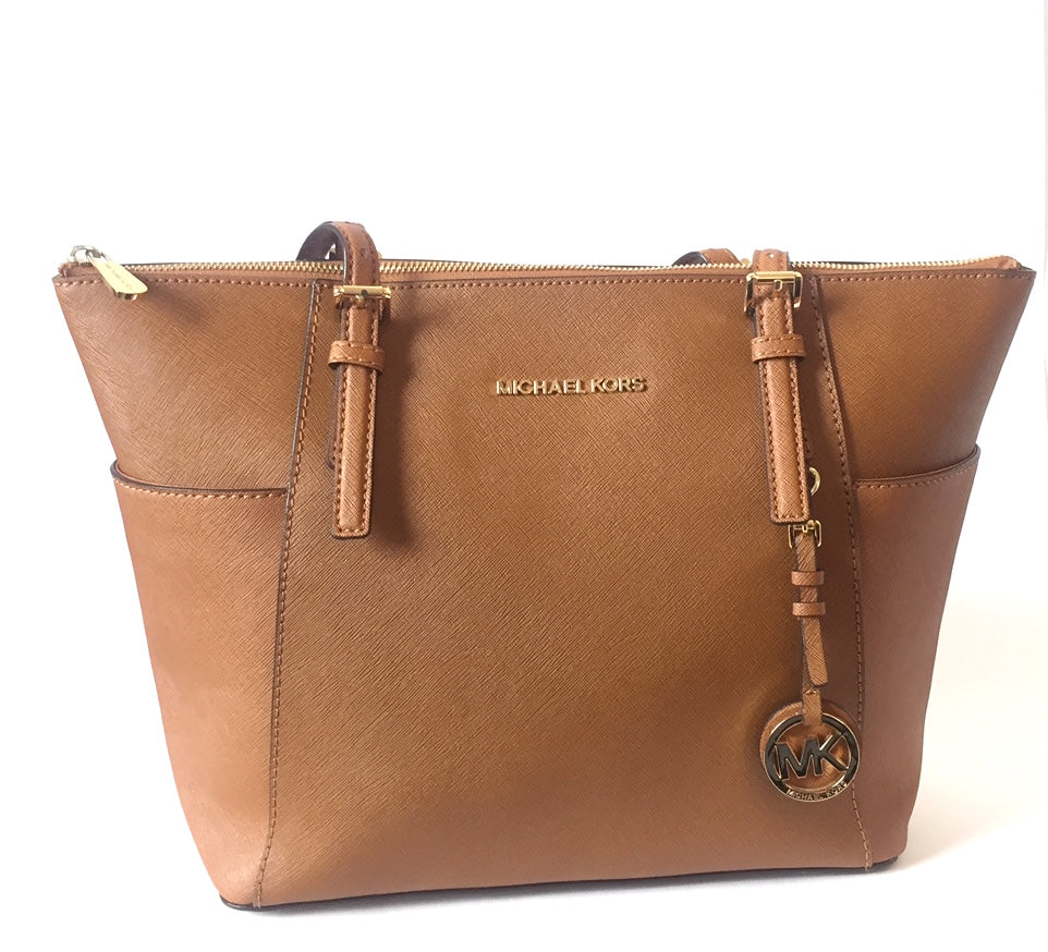 Michael Kors Jet Set Top-Zip Saffiano Leather Tote | Gently Used |