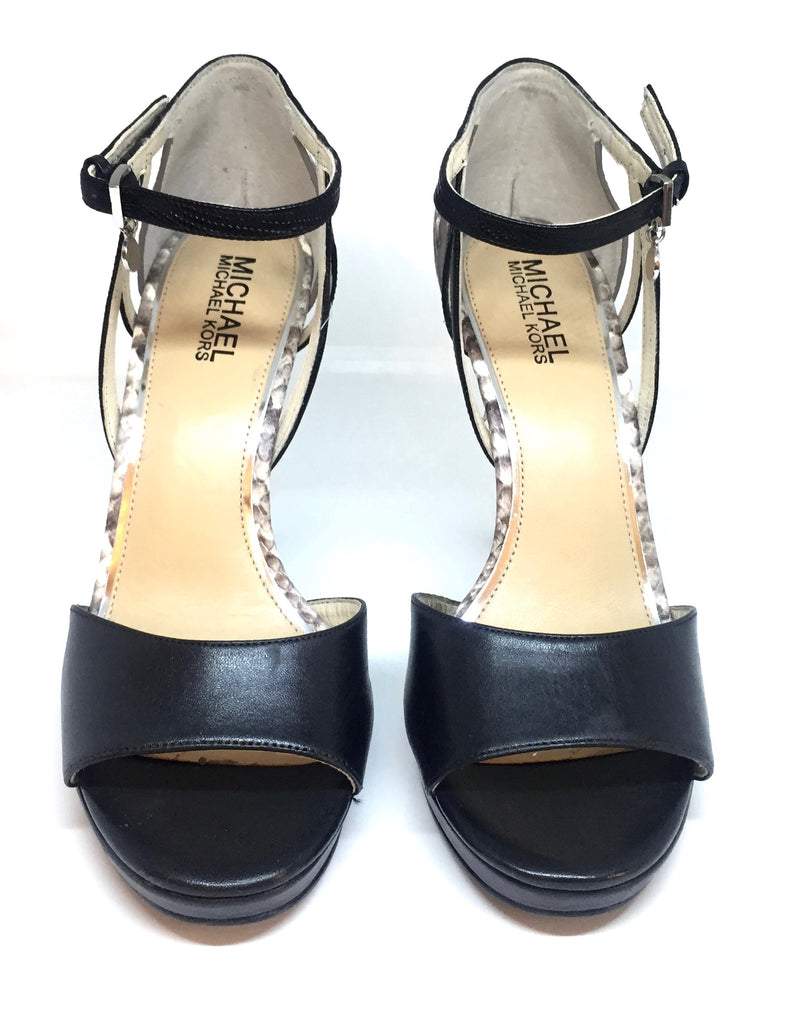Michael Kors Belle Snakeskin Ankle Strap Platform Sandals | Gently Used |