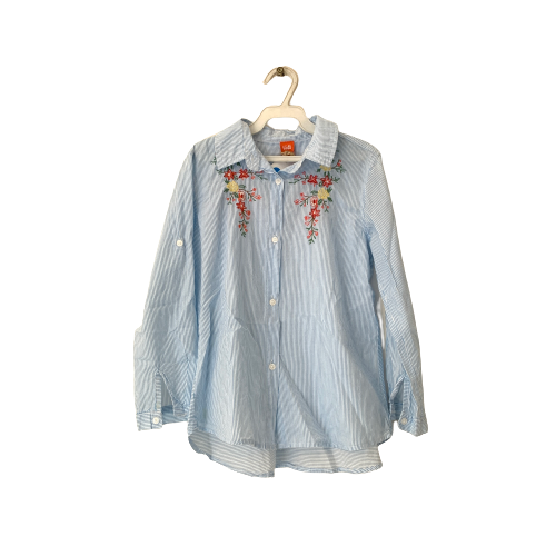 QnH Blue Striped Embroidered Shirt (7 years)