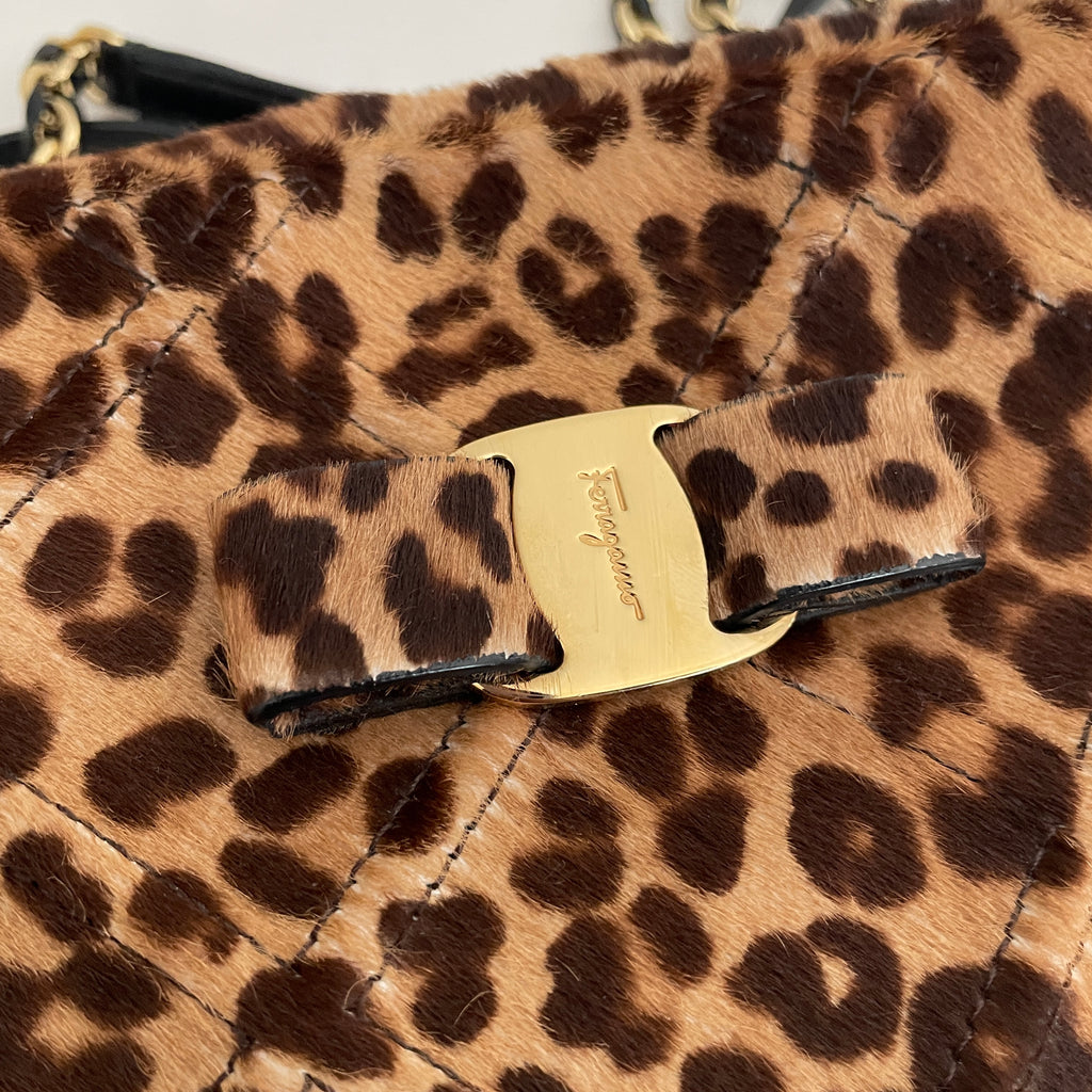 Salvatore Ferragamo Cheetah Print Shoulder Bag | Pre Loved |
