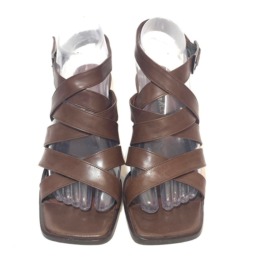 Bally Brown Leather Block Heeled Strappy Sandals | Pre Loved | | Secret ...