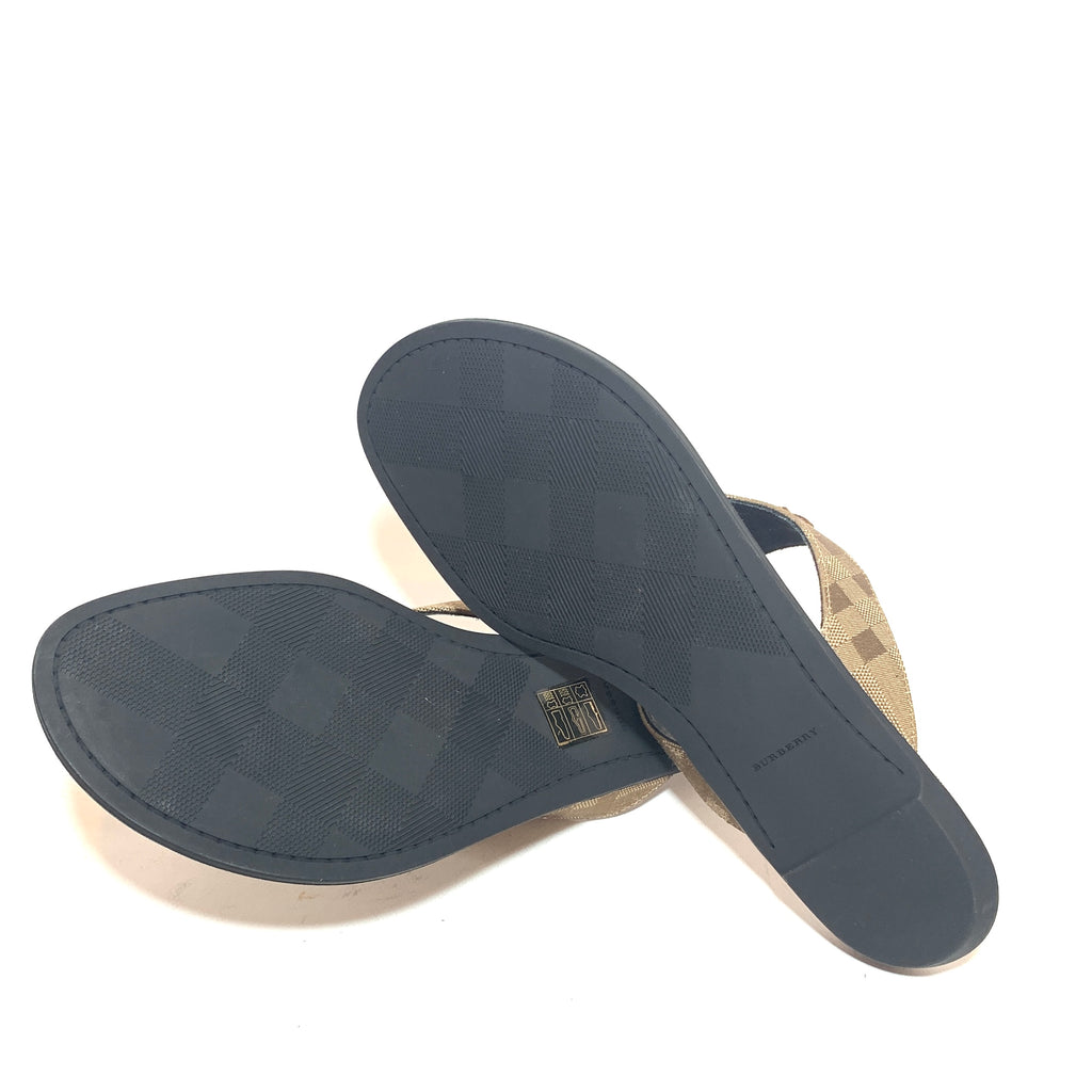 Burberry Bronze 'Maypole' Checked Canvas Sandals | Like New |