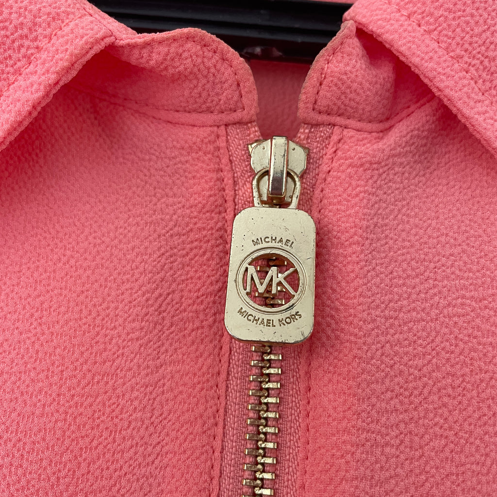 Michael Kors Peach Zip-Front Collared Shirt