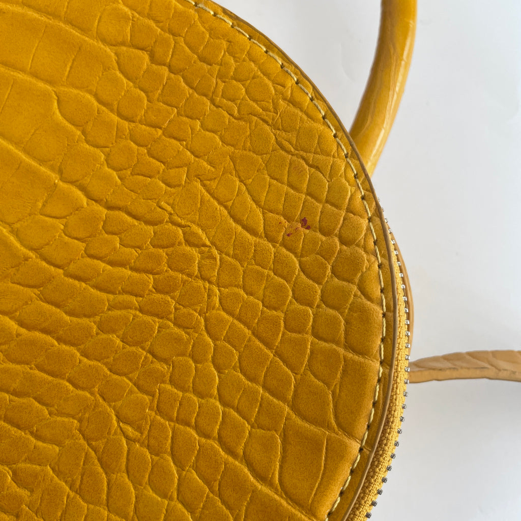 ZARA Mustard Croc-Print Round Bag | Pre Loved |