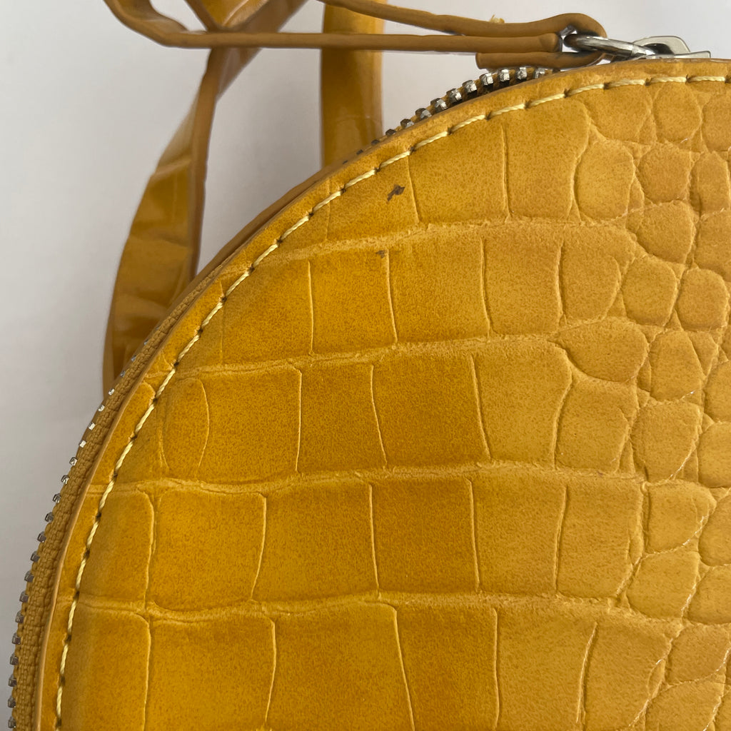 ZARA Mustard Croc-Print Round Bag | Pre Loved |