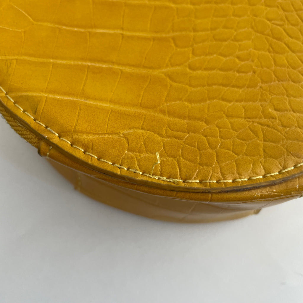 ZARA Mustard Croc-Print Round Bag | Pre Loved |