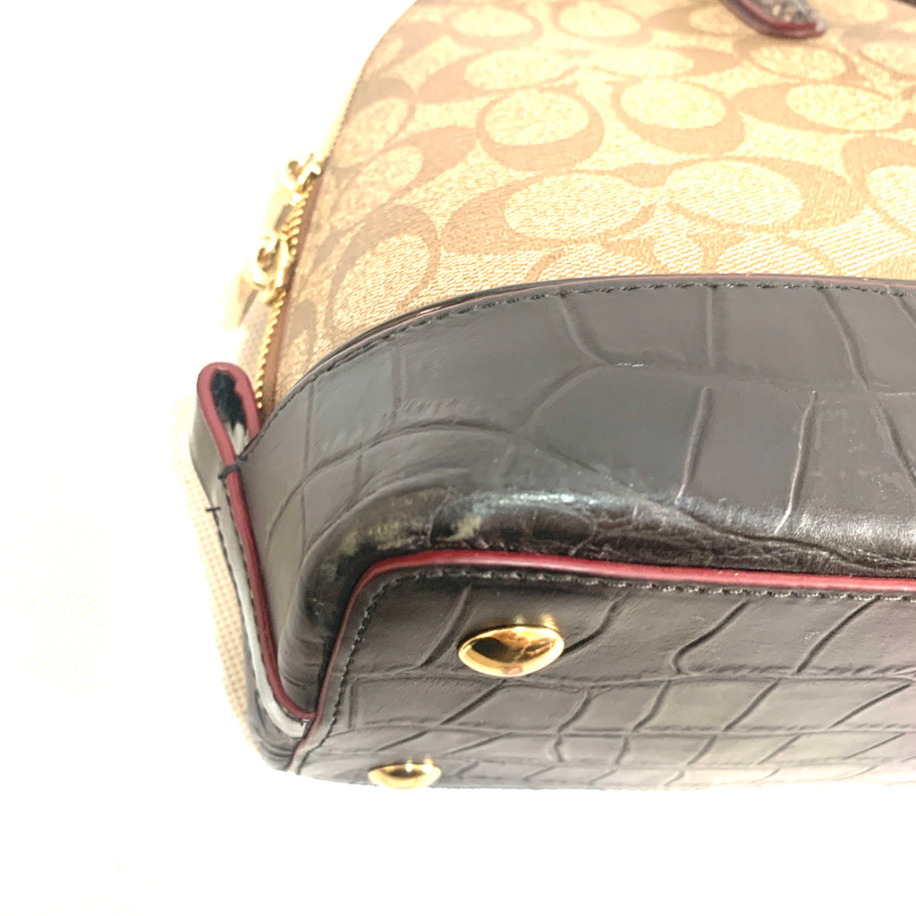 Coach Monogram Beige Coated Canvas & Snakeskin Embossed Tote | Pre Loved |