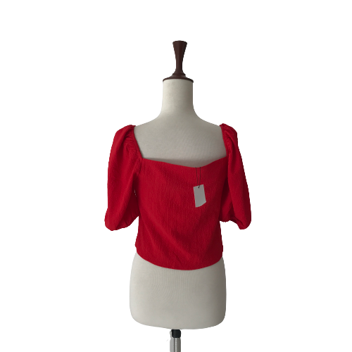 Mango Red Puffy Sleeves Crop Top | Brand New |
