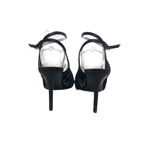 Charles & Keith Black Suede Caged Peep-toe Heels | Like New |