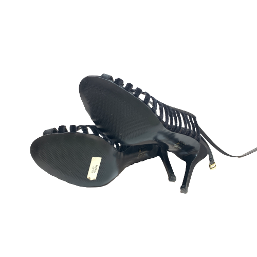 Charles & Keith Black Suede Caged Peep-toe Heels | Like New |