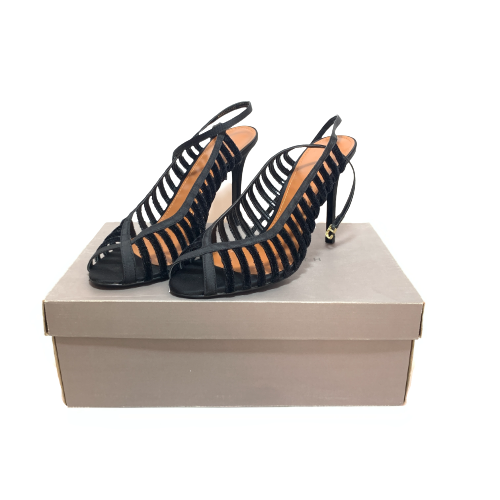 Charles & Keith Black Suede Caged Peep-toe Heels | Like New |