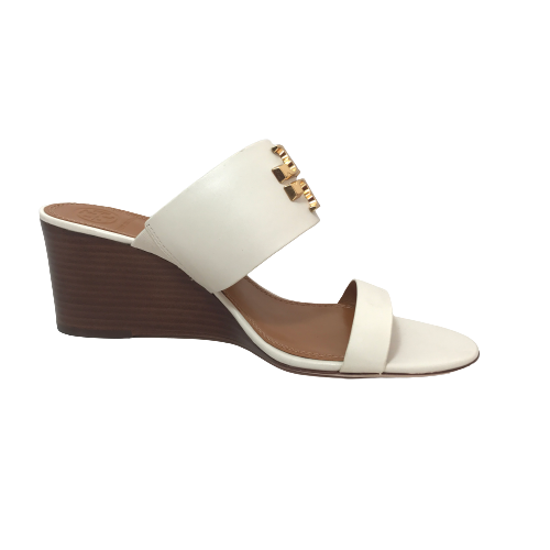 Tory Burch White Leather Dual Strap 'Everly' Wedges | Brand New |