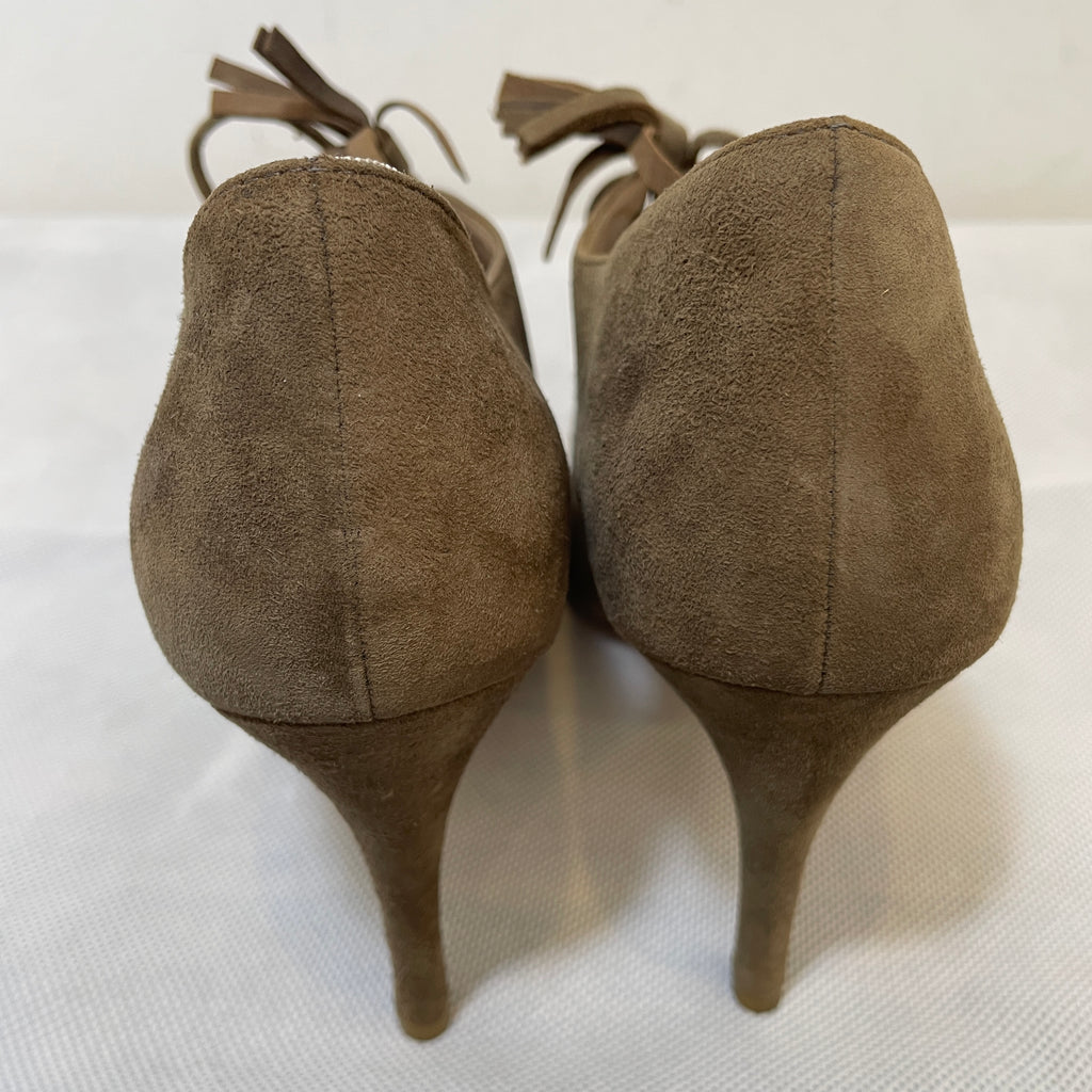 Jasper Conran Khaki Suede Lace-up Heels | Gently Used |