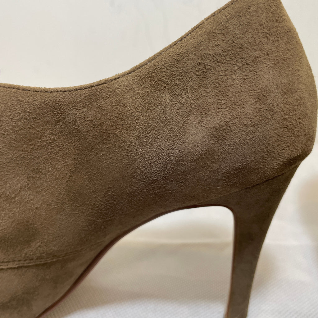 Jasper Conran Khaki Suede Lace-up Heels | Gently Used |