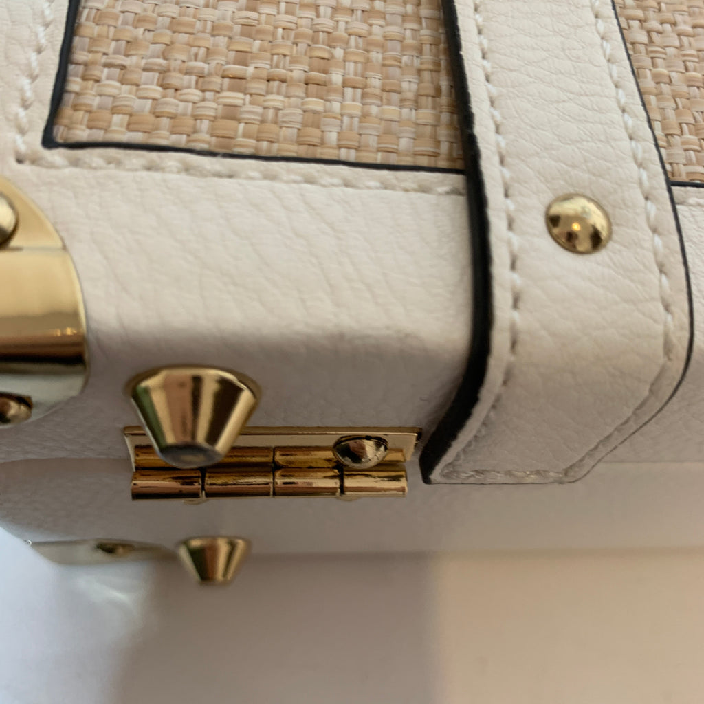 ALDO White & Beige Jute Box Bag | Gently Used |
