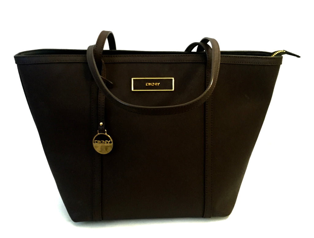 DKNY Dark Brown Leather Tote Bag | Gently Used | - Secret Stash