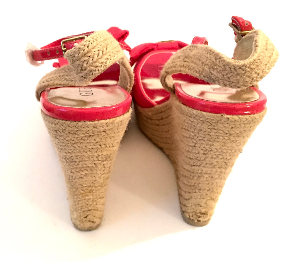 Guess Red Bow Fabric & Twine Wedges | Brand New |