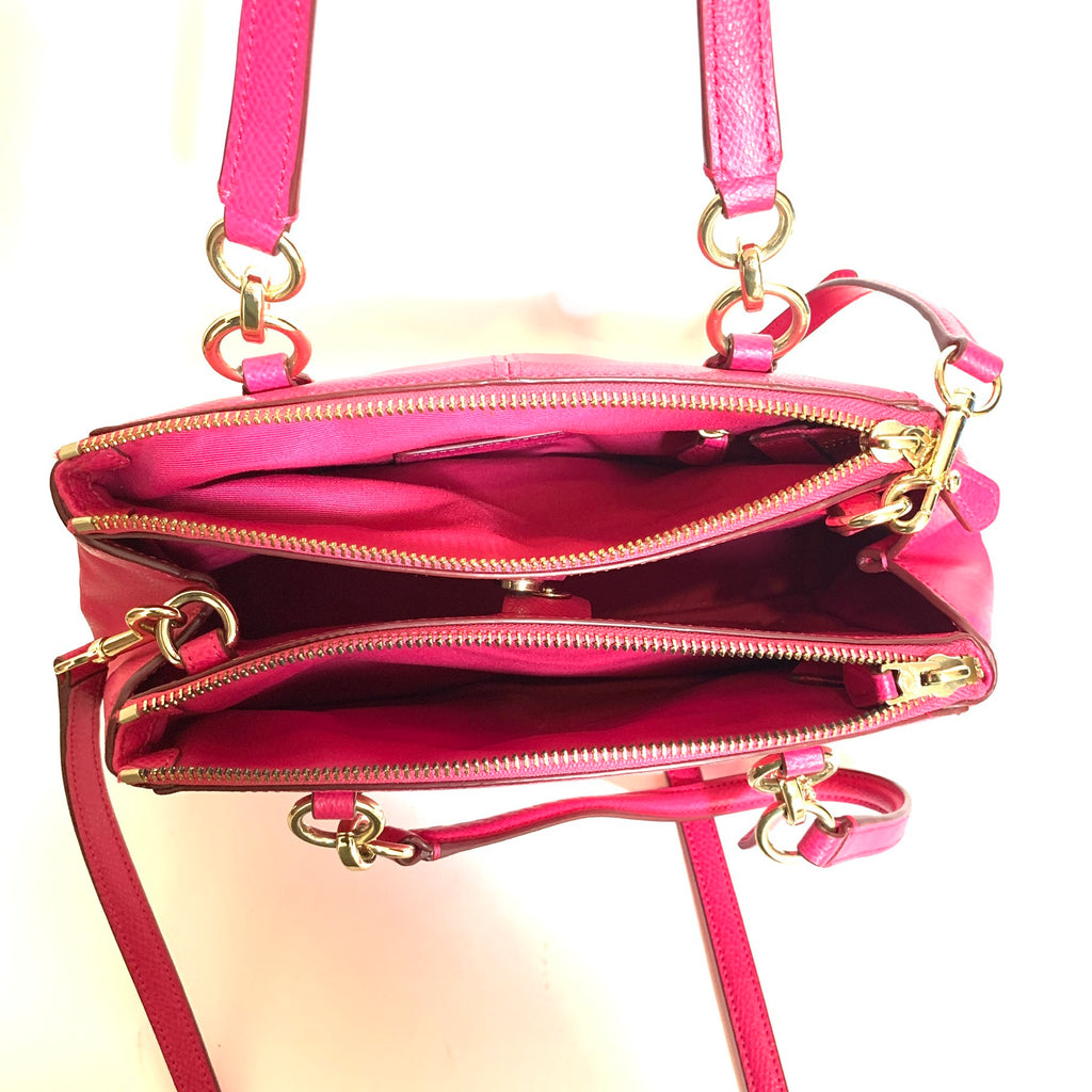 Coach Pink Pebbled Leather Double Zip Cross Body Bag | Gently Used |
