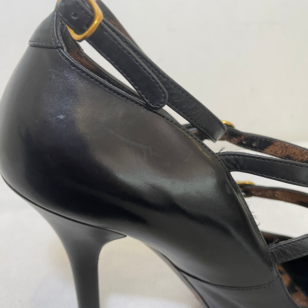 Dolce & Gabbana Black Leather Peep-Toe Mary Jane Pumps | Pre Loved |
