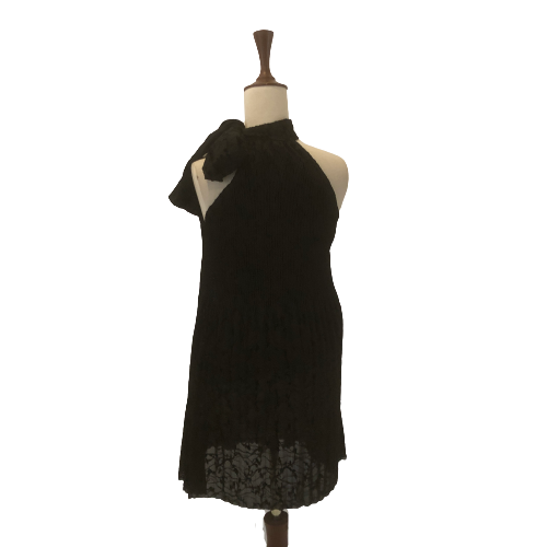 ZARA Black Pleated Dress with Necktie | Brand New |