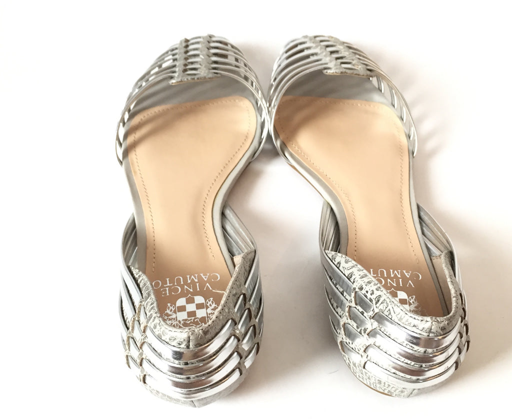 Vince Camuto Silver Leather Flats | Brand New |