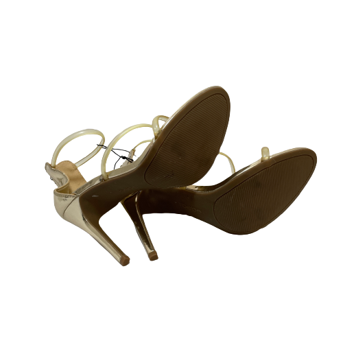 Bebe Gold Dual Vinyl Strap Heels | Brand New |