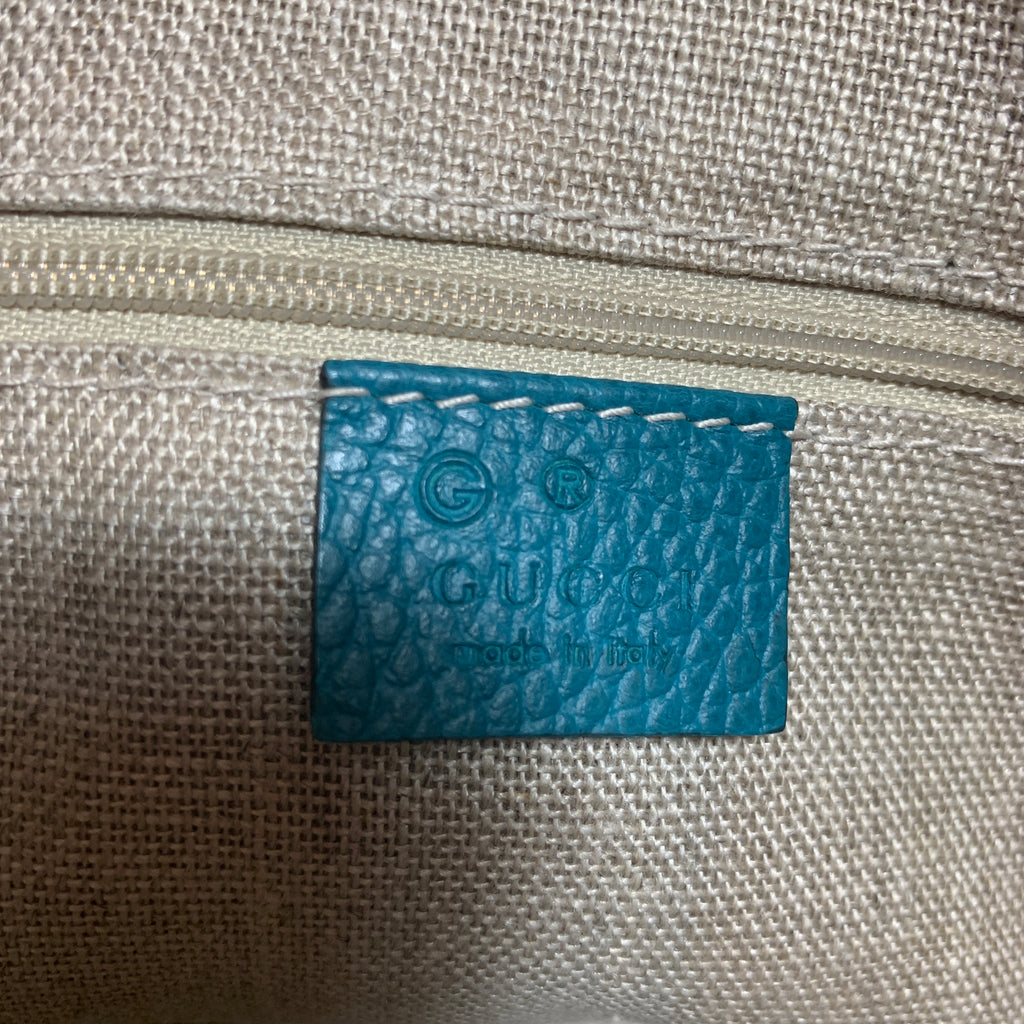 Gucci GG Charm Teal Pebbled Leather Convertible Bag | Like New |