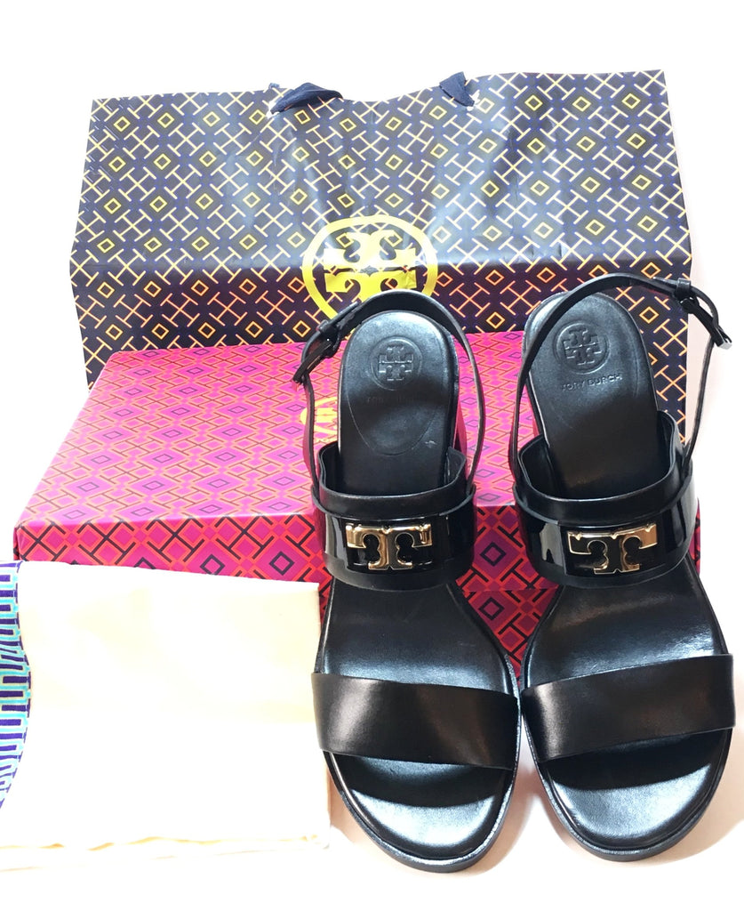 Tory Burch Black GIGI Two Band Leather Slingback Sandals | Brand New ...