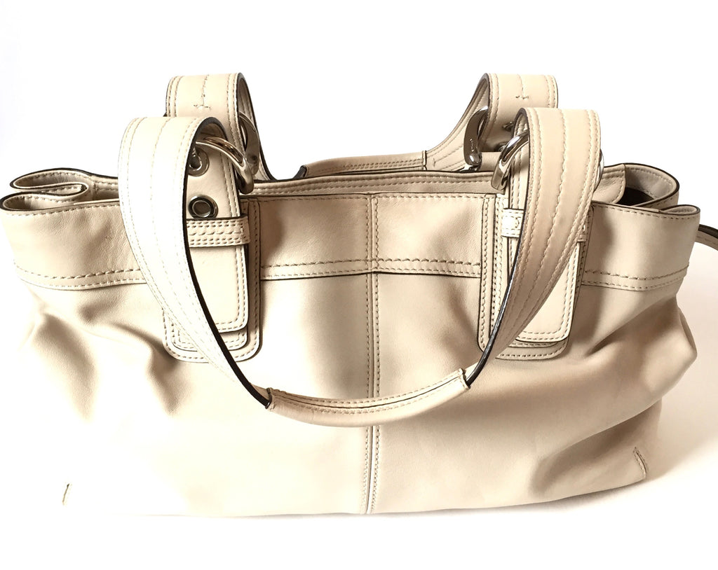 Coach White Leather Tote Bag | Gently Used | - Secret Stash