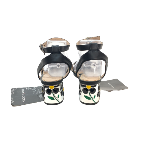 Marie Claire Black Floral Block Heeled Sandals | Brand New |