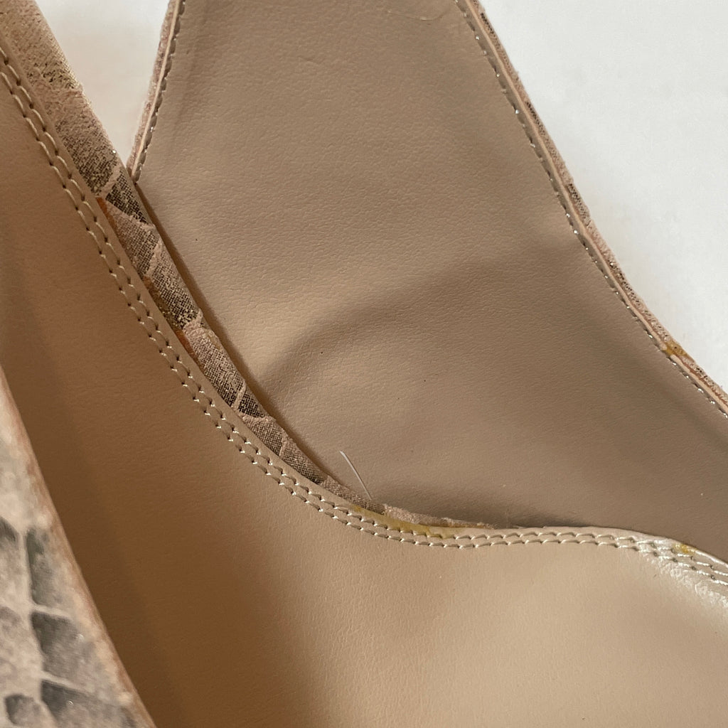 DUNE 'CARIE DI' Gold Reptile Sling-Back Pointed Pumps | Gently Used |
