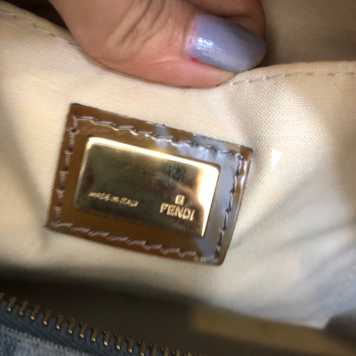 Fendi Blue and Brown Monogram Denim & Leather Tote | Pre Loved |