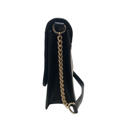 Karl Lagerfeld Black & Beige Thatched Flap Shoulder Bag | Brand New |