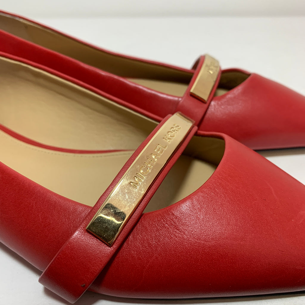 Michael Kors Red Leather Pointed Flats Pre Loved Secret Stash