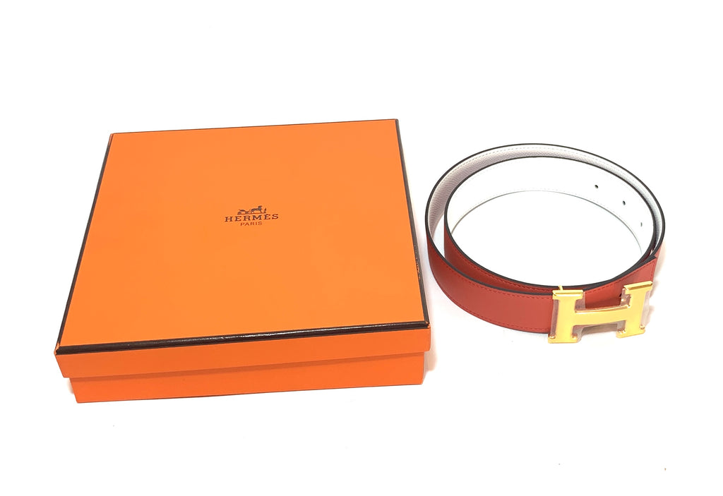 Hermes Orange Leather Women's Reversible Belt | Brand New |