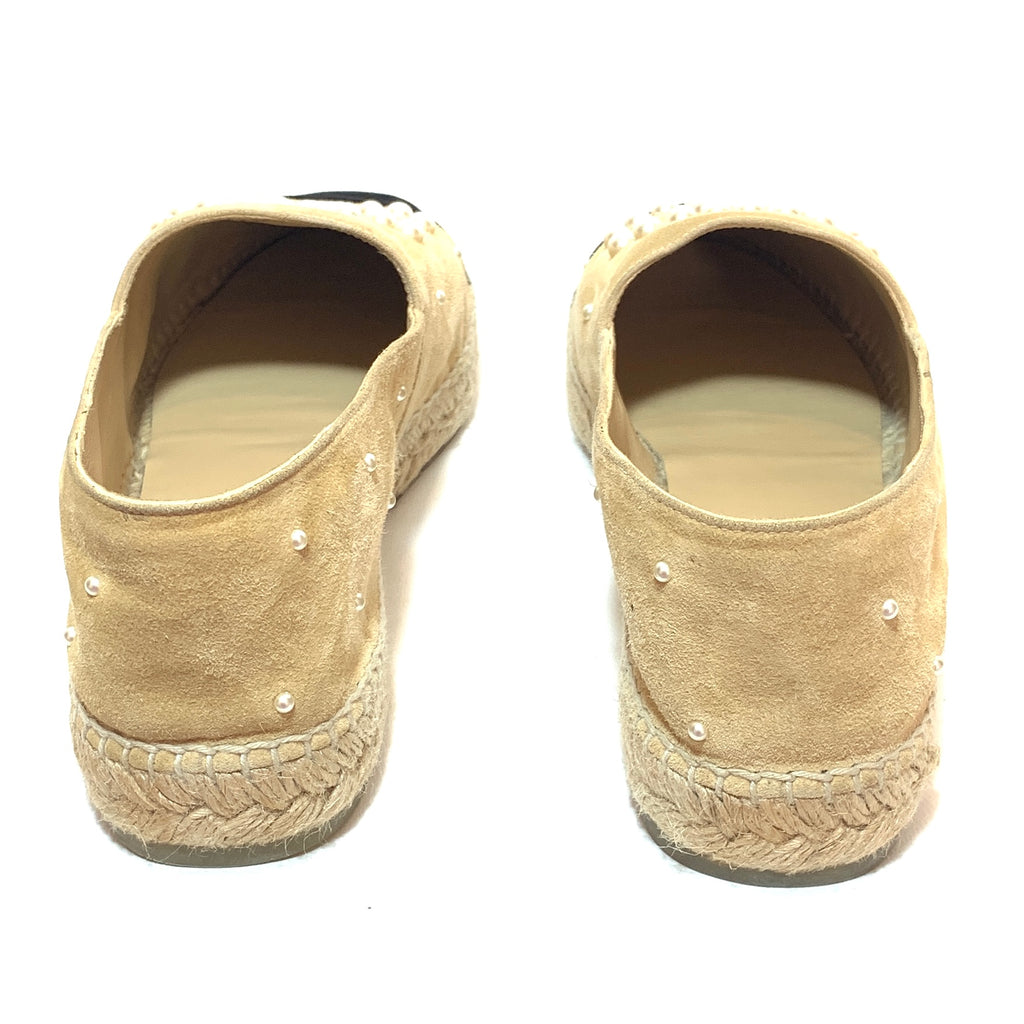 Chanel Beige Suede Pearl Suede Espadrilles | Gently Used |