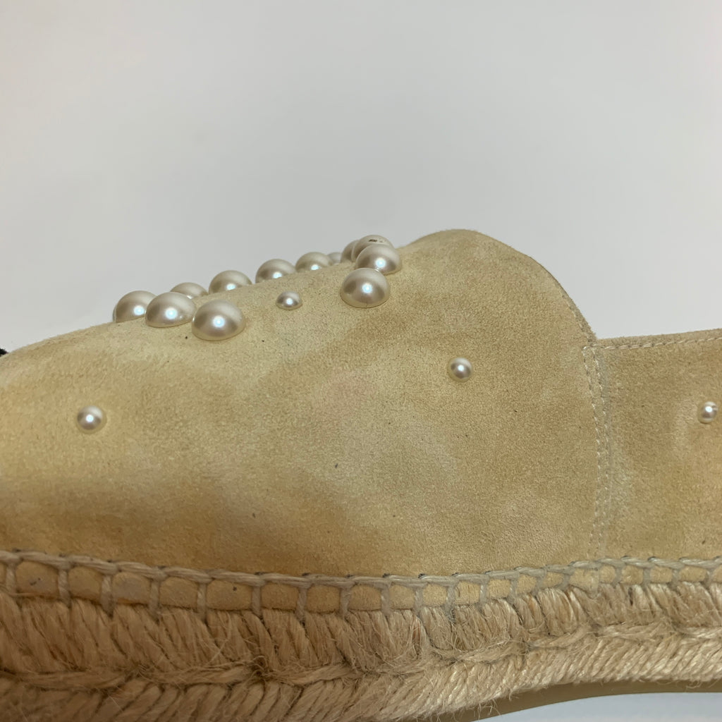Chanel Beige Suede Pearl Suede Espadrilles | Gently Used |