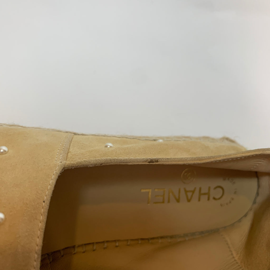 Chanel Beige Suede Pearl Suede Espadrilles | Gently Used |
