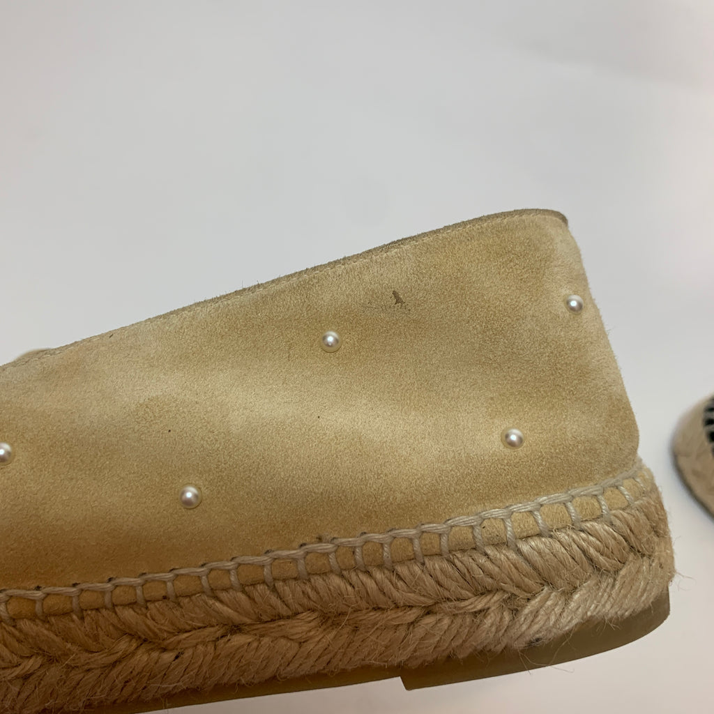 Chanel Beige Suede Pearl Suede Espadrilles | Gently Used |