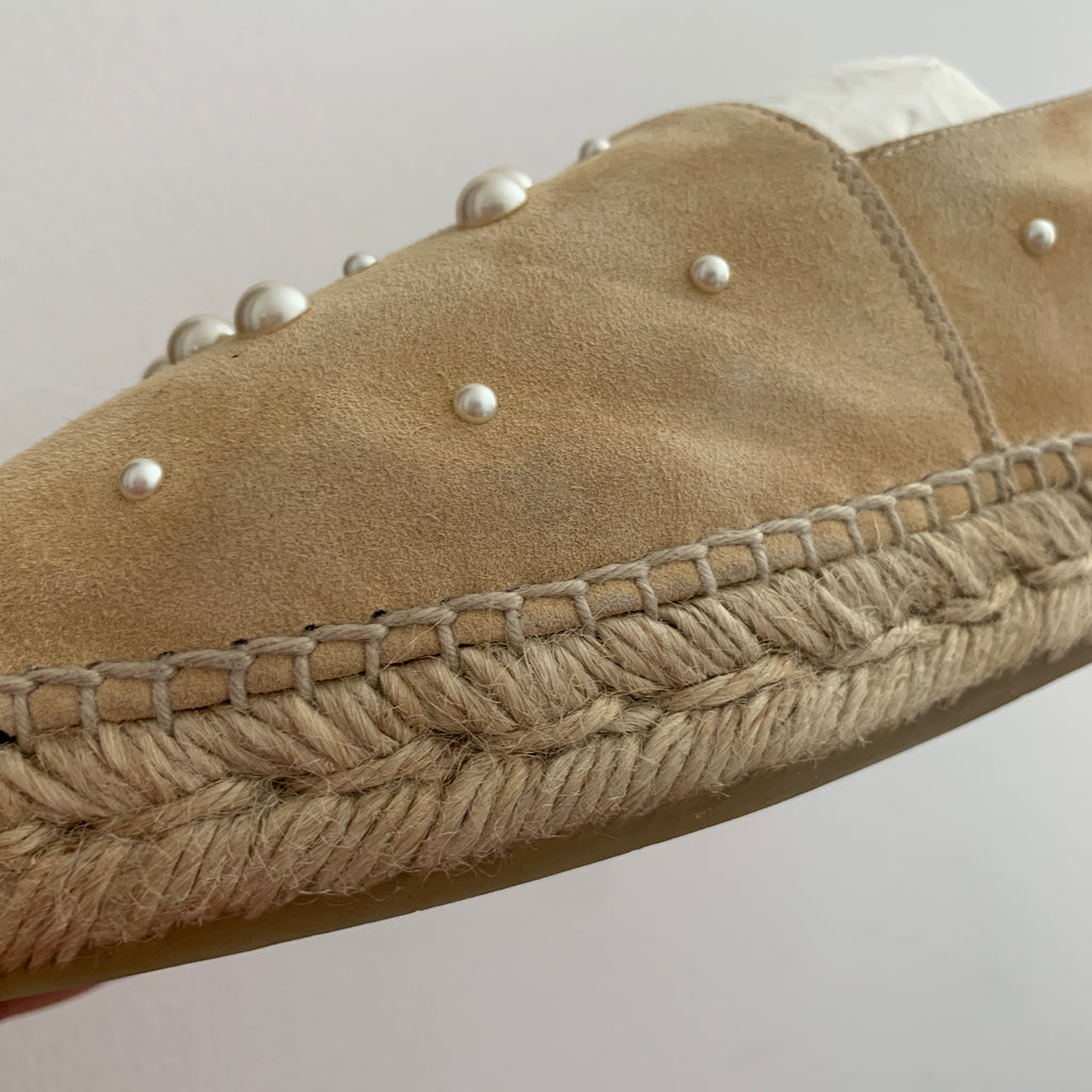 Chanel Beige Suede Pearl Suede Espadrilles | Gently Used |