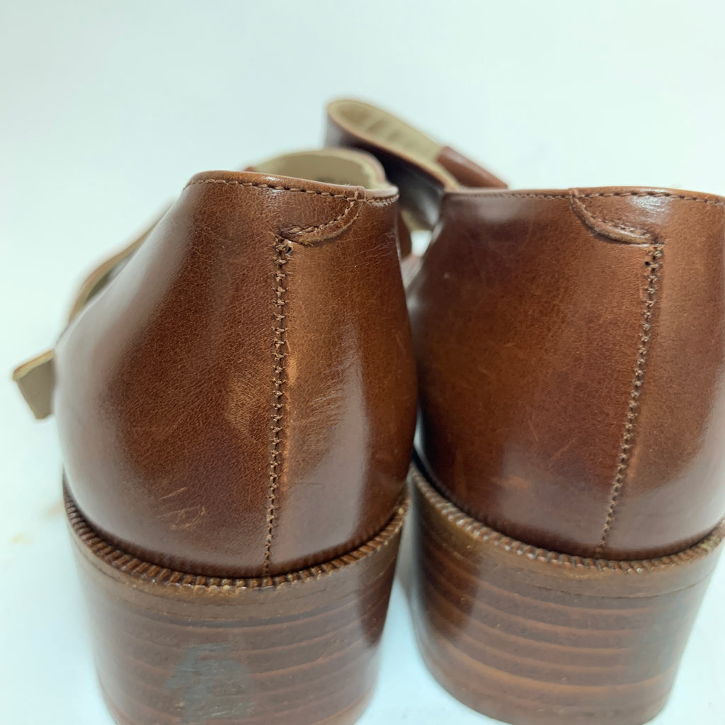 Bally Dark Brown Tan Leather Block Heeled Sandals | Pre Loved |