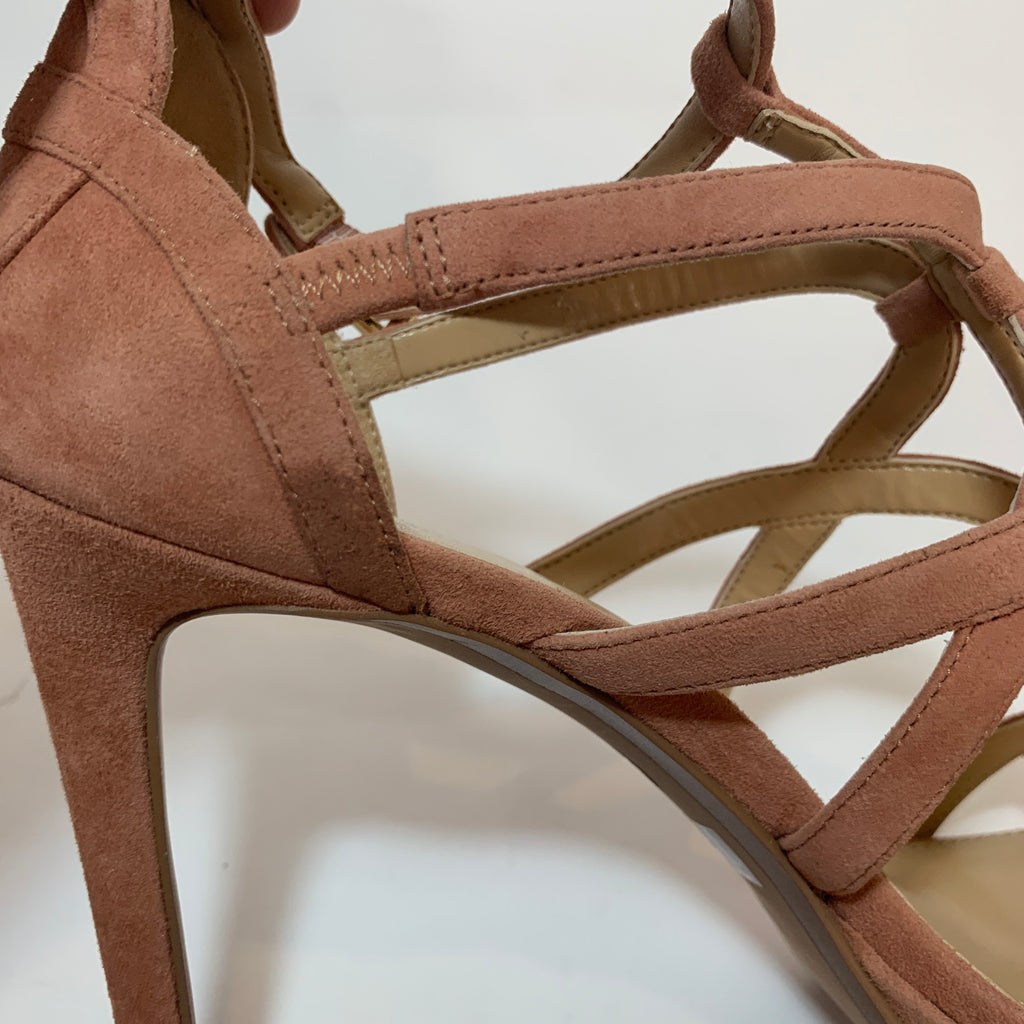 Michael Kors 'Sandra' Caged Terra Suede Platform High Heeled Sandals | Like New |