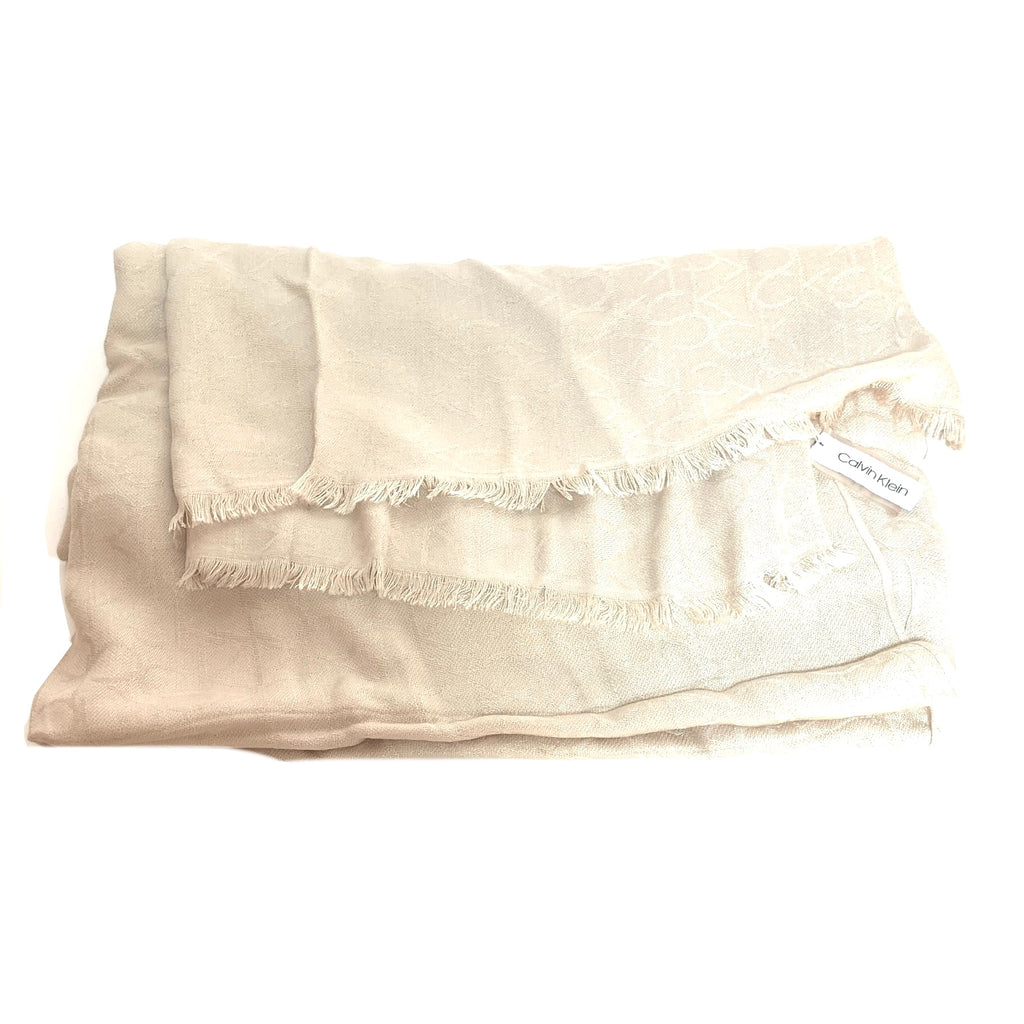 Calvin Klein Beige Monogram Scarf | Like New |