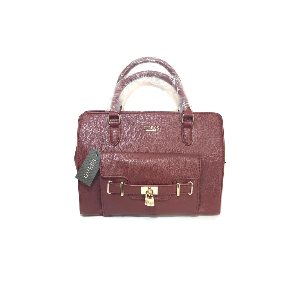 Guess Maroon Large Pebbled Tote | Brand New |